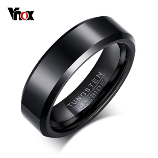 Vnox Black Tungsten Carbide Men's Ring Wedding Engagement
