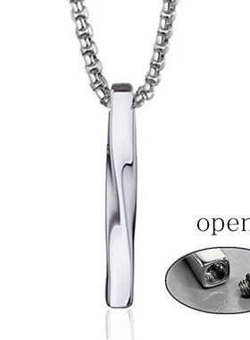 Stainless Steel Twist Squre Columnar Cremation Urn Pendant J