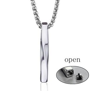 Stainless Steel Twist Squre Columnar Cremation Urn Pendant J