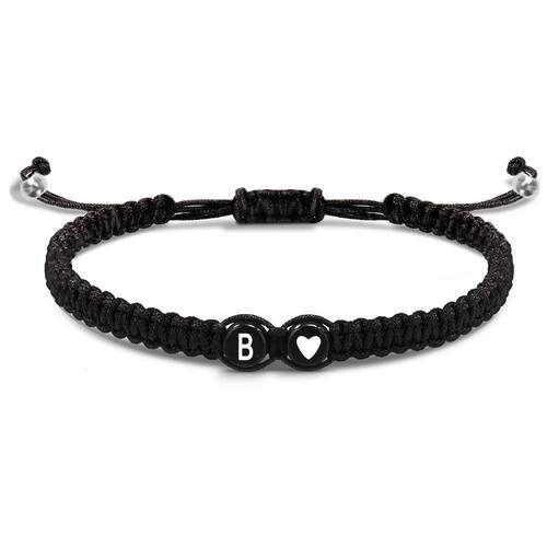 26 Letters Initial Heart Bracelets Handmade Adjustable A-Z N