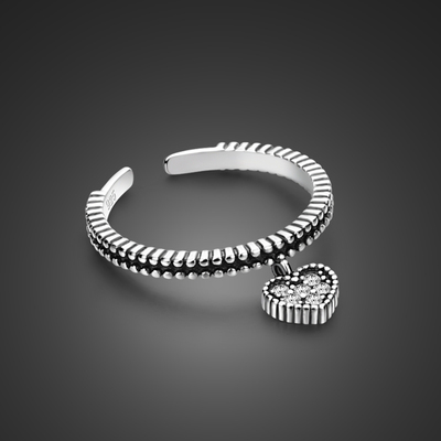 Bohemian Heart  Ring 100% 925 Sterling Silver  Woman