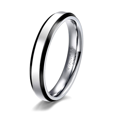 2023 2mm Stainless Steel Rings Two-Tone Polished Beveled