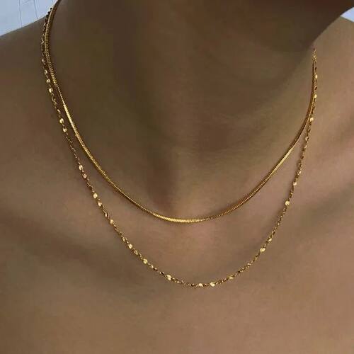 Summer new double layer stainless steel necklace women's