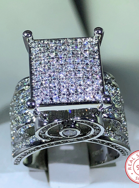 925 sterling silver high quality white zircon diamond ring
