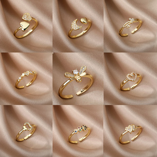 Bee Butterfly Ring For Women Open Adjustable Stainless