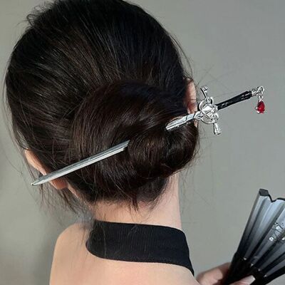 Hairpin Ruby Pendant Vintage Hair Sticks Chinese Ancient