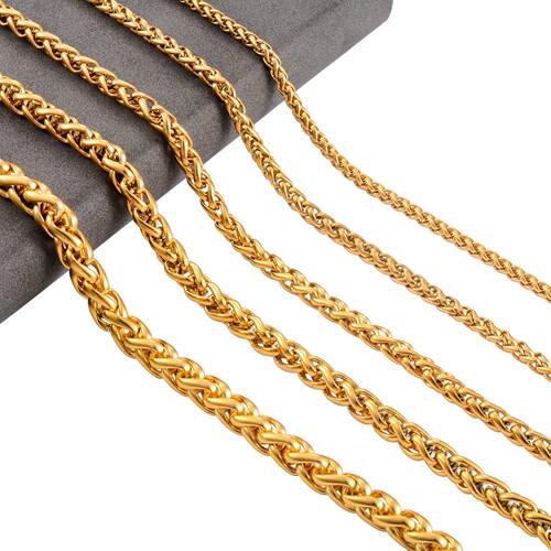 Stainless Steel Link Wheat Chain Long Necklace for Men