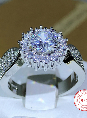 Newest Classic Many Prong Main White Zircon Ring 925 Silver