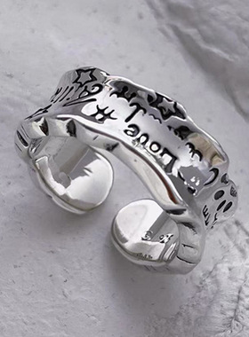925 Sterling Silver Unique Retro Letters Ring For Women