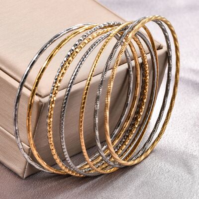 Multiple Styles Stainless Steel Thin Plain Bangle Cuff