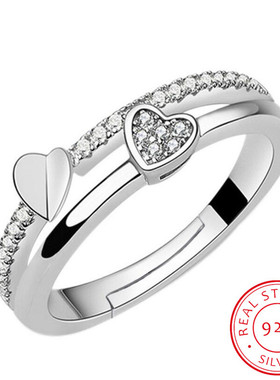 Luxury 925 Sterling Silver Wedding Rings For Women Double