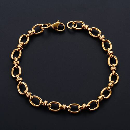 6.5mm Punk Handmade Stainless Steel Bracelet Link Oval