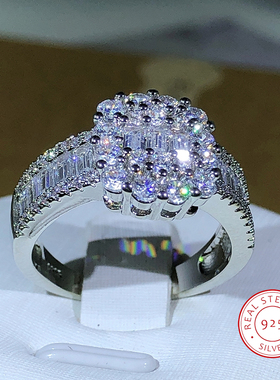 925 Silver High Quality Square White Zircon Ring For Ladies