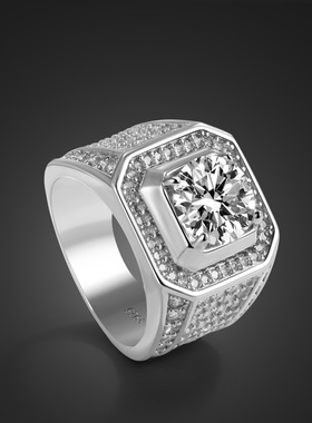 Men Luxury 100% 925 Sterling Silver 5 A  Zircon Ring Punk