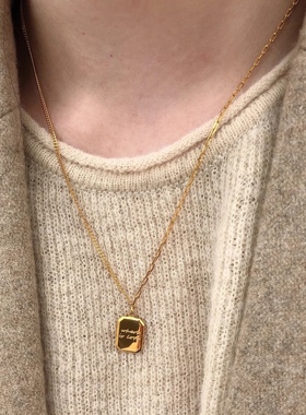 网红新款方糖巧克力项链女小众设计感AB链素链百搭时尚锁骨链颈链