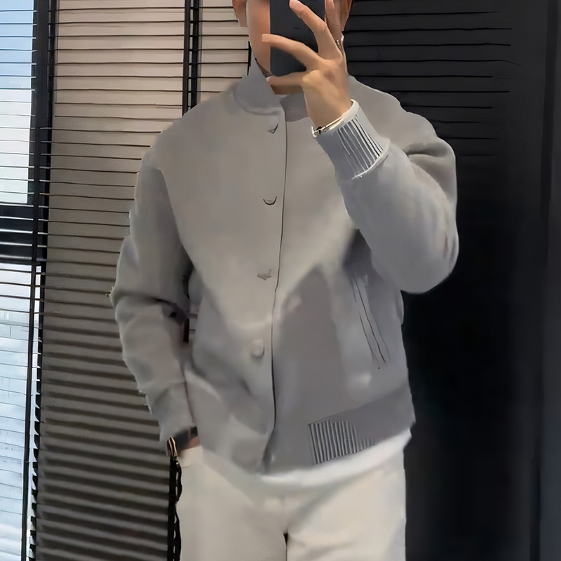 2025秋冬新款灰色针织开衫外套气质纽扣设计感简约小众时尚男毛衣,男装,羊绒开衫,淘宝优惠券,粉丝福利购,淘宝优惠卷