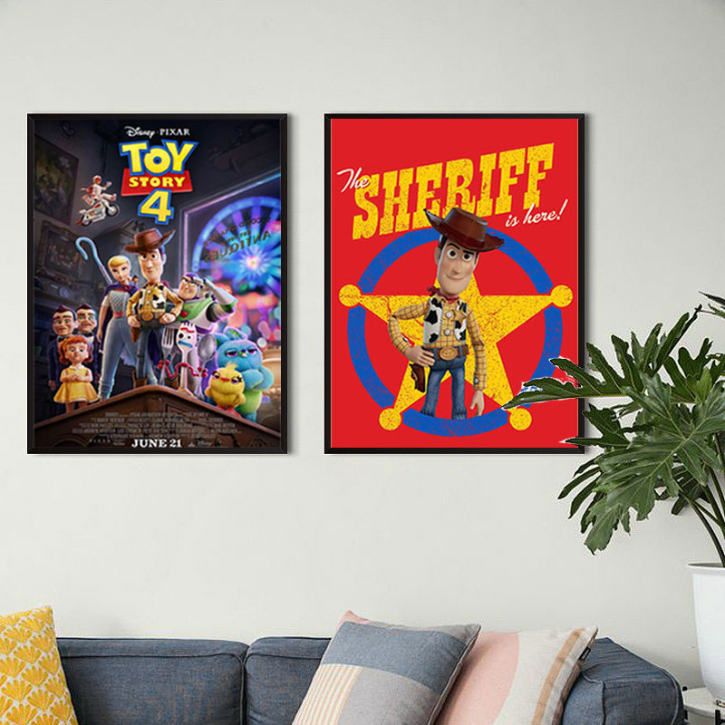 玩具总动员toystory巴斯光年胡迪卧室宿舍电影海报房间无框装饰画图片