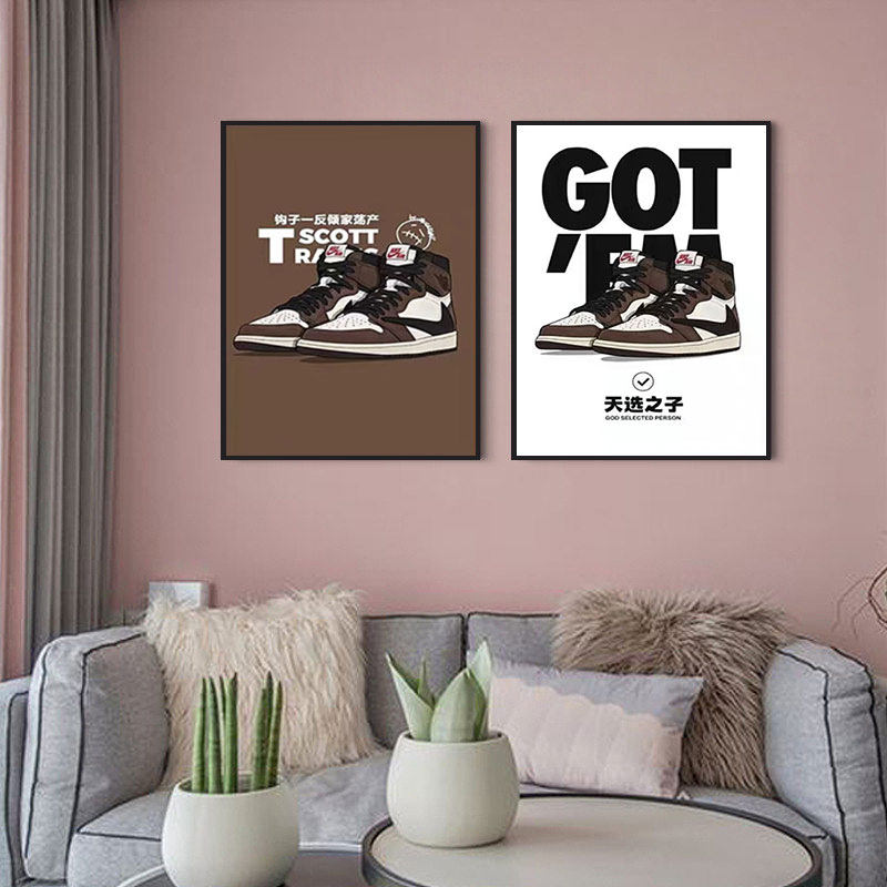 a潮牌球鞋海报装饰画aj鞋子运动鞋服装店鞋店挂画鞋柜背景墙壁画