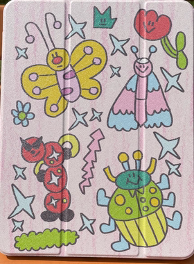 PlayBluee原创粉色昆虫记三折ipadpro平板11适用苹果保护壳笔槽款