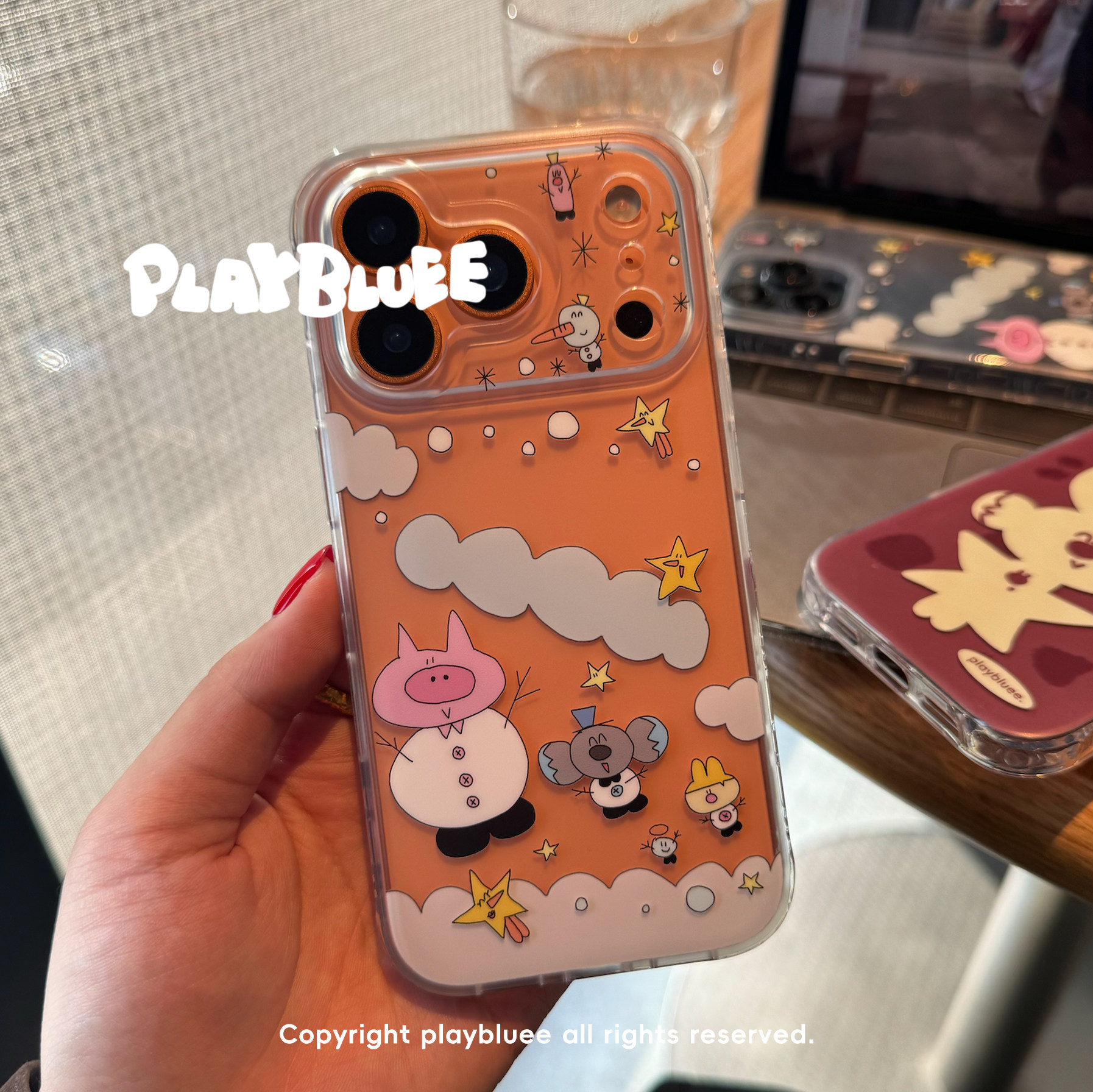 PlayBluee 原创雪人小伙伴小动物磨砂手机壳适用于17pro华为磁吸