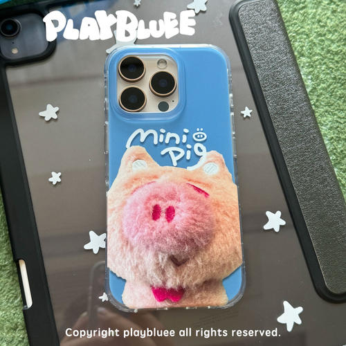 PlayBluee 原创蓝色猪猪玩偶磨砂手机壳适用于17华为磁吸