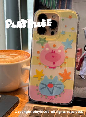 PlayBluee 原创宝宝猪宝宝猫光面双层手机壳适用于17pro华为磁吸