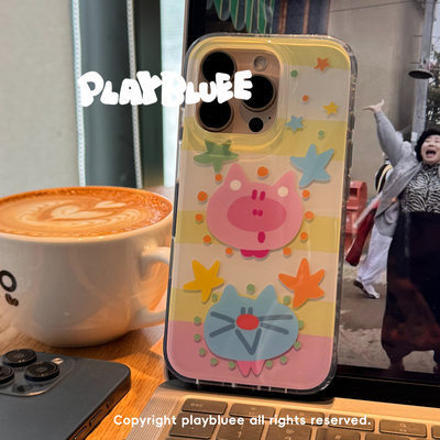 PlayBluee 原创宝宝猪宝宝猫光面双层手机壳适用于17pro华为磁吸
