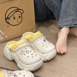 日式良品厚底洞洞鞋女款2026新款防滑增高跟沙滩凉鞋拖鞋夏季旅游