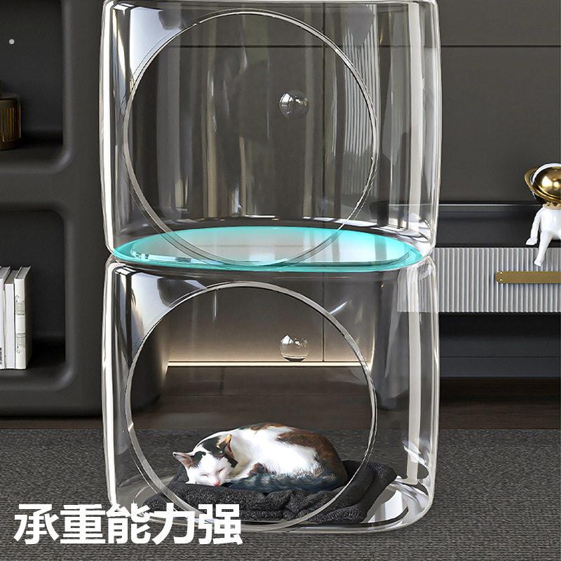 透明塑料猫窝夏季家用室内大空间不粘毛树洞小猫咪网红宠物窝拼装