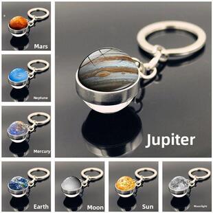 黑科技书包挂件夜光八大行星银河系月亮星球水晶玻璃钥匙扣吊坠挂