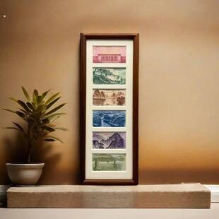 6行福币增运夺金招财进宝六联相框人民币双口保存收藏保存相框