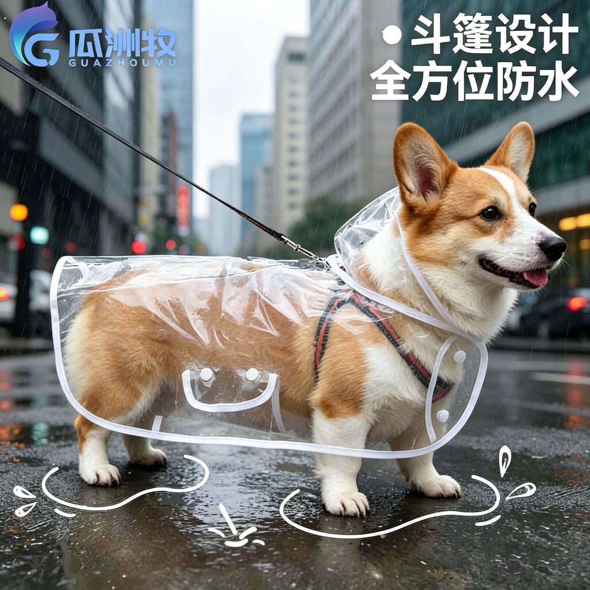 小狗狗雨衣泰迪中型小型犬柴犬透明雨披防水柯基可爱宠物衣服