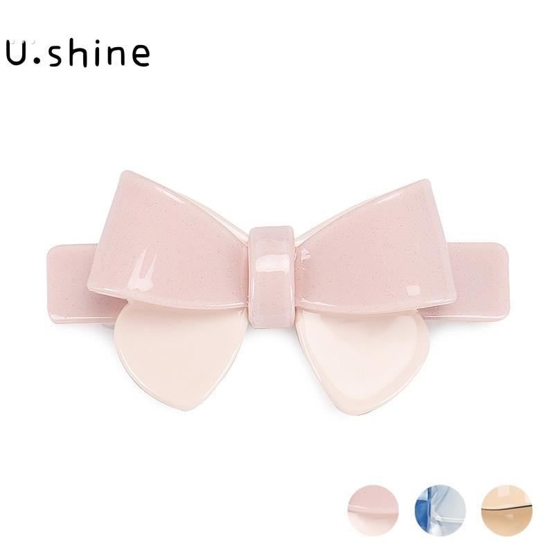 韩版韩式弹簧夹环保醋酸亚克力蝴蝶结头饰夹发饰顶夹马尾夹弹簧夹