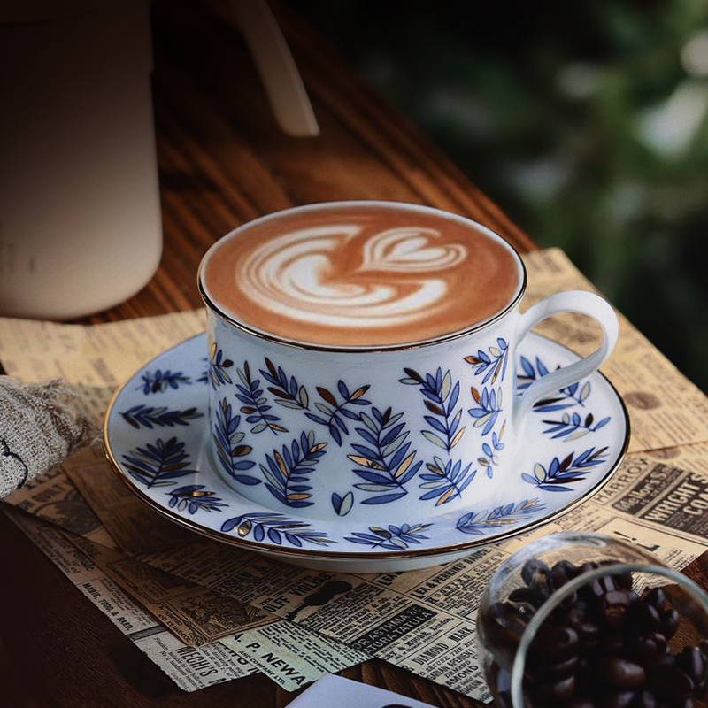 十一窑咖啡杯碟云汀青花陶瓷杯碟高颜值高端精致咖啡杯套装家用