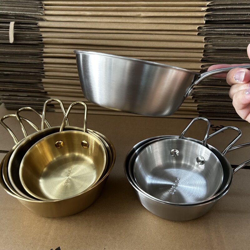 304不锈钢韩式米酒碗带手柄把手调料碗宿舍用餐具户外露营锅小碗