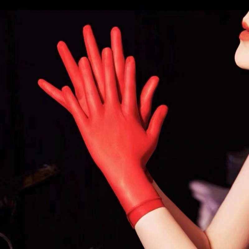 超薄性感丝光油亮高弹丝滑防勾丝袜五指手套黑丝防晒情调透明短款