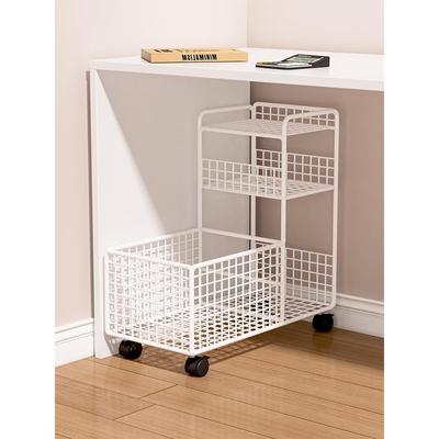 桌下书本收纳箱放书包置物架收纳盒办公筐书桌旁学生书籍书箱滑轮