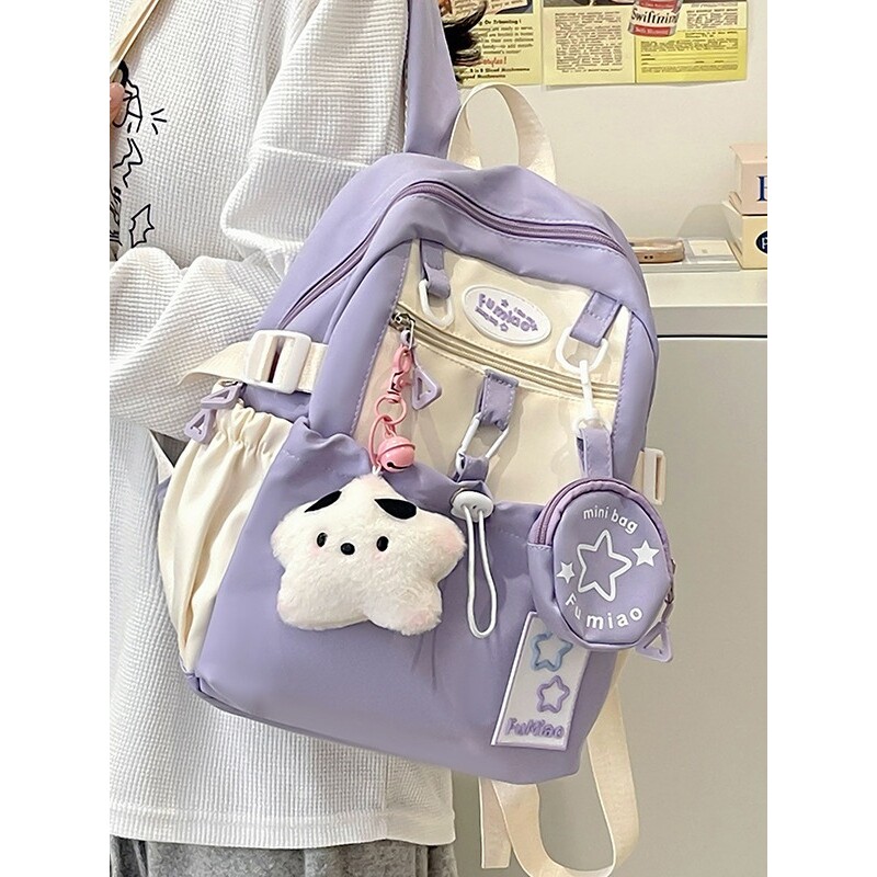 日本进口夏季 五角星双肩包日系可爱ins奶呼呼小女生清新百搭出游