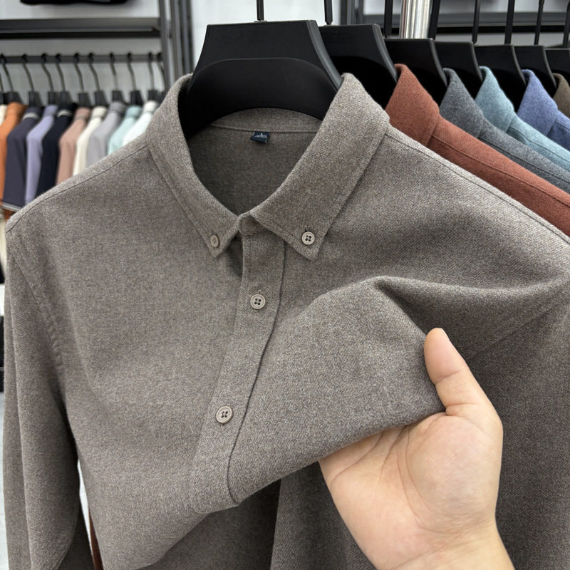 重磅加厚杉杉衬衫男士长袖秋冬季保暖商务休闲中青年莫代尔棉