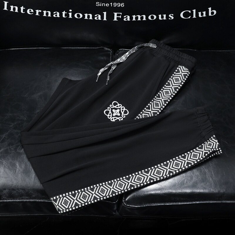 轻奢欧洲站夏季休闲卫裤男士2023新款时尚潮流个性青年运动裤裤子