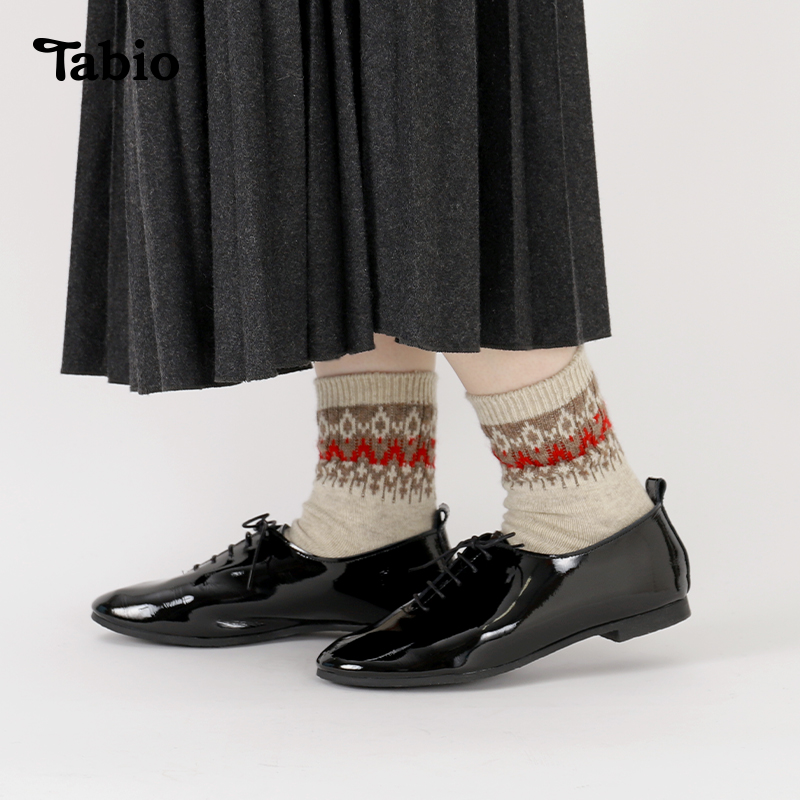 Tabio菱形提花袜子女透气高弹