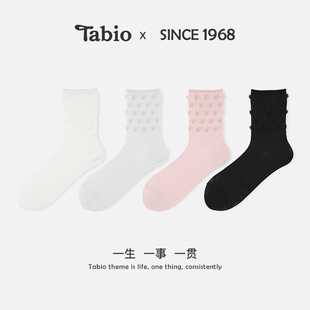高弹透气ins潮日系个性 Tabio波点袜子女夏季 甜美黑白灰圆点中筒袜