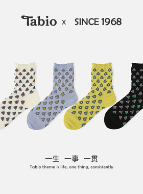 Tabio袜子女绿色染料ECO普罗旺斯个性图案秋冬薄款透气女士短袜
