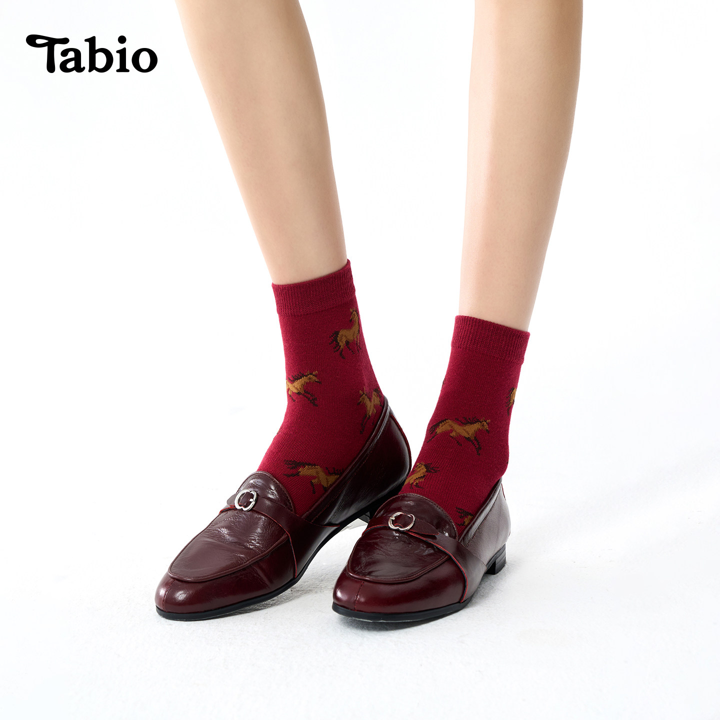 Tabio小马袜子女春秋高弹透气中筒袜甜美百搭时尚女袜个性ins潮袜