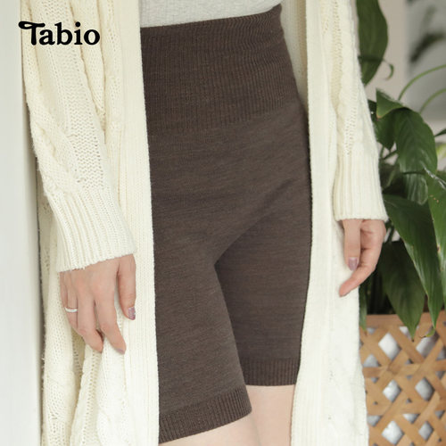 Tabio高腰三分裤女含羊毛保暖