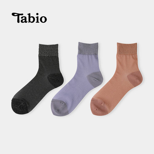 Tabio袜子女闪亮光泽金葱日本制