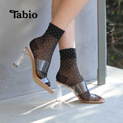 Tabio圆点玻璃丝袜女透明薄款