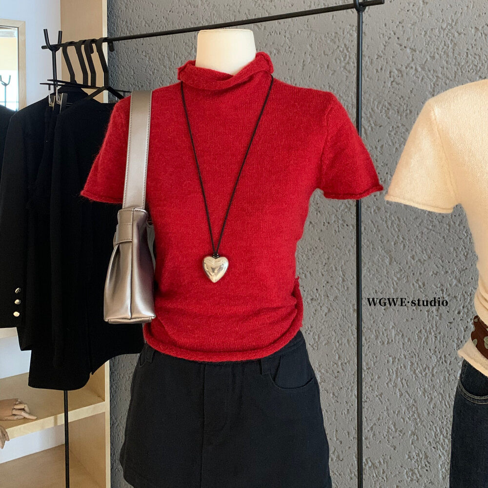 半高领短袖针织衫女早秋季高级