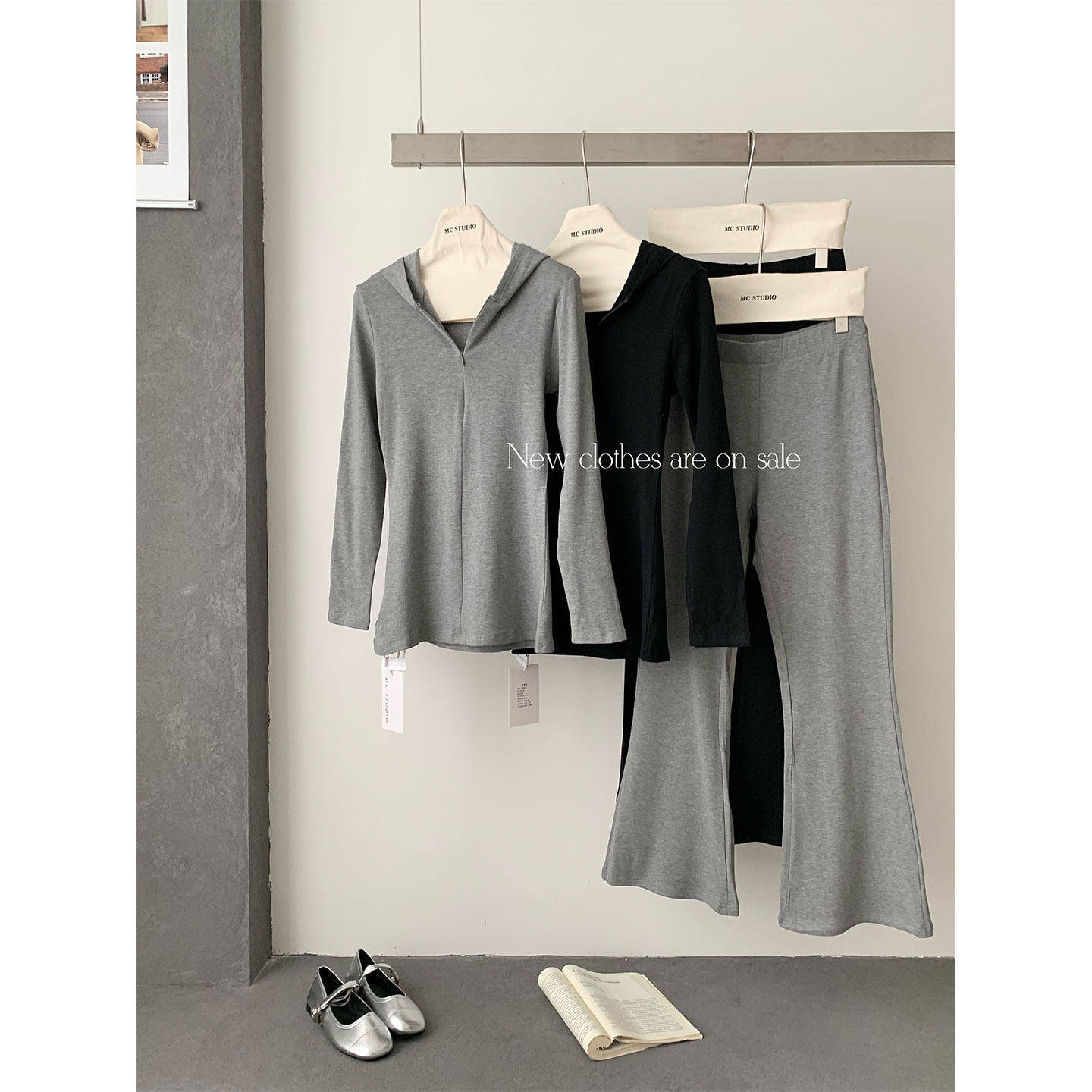 韩系慵懒纸片人磨毛加厚长袖T恤女+休闲微喇裤春季超火穿搭一整套,女装/女士精品,时尚套装,淘宝优惠券,粉丝福利购,淘宝优惠卷