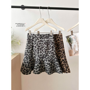 超好看冬装 豹纹圈圈加厚毛呢半身裙秋百搭气质小众设计感鱼尾中裙